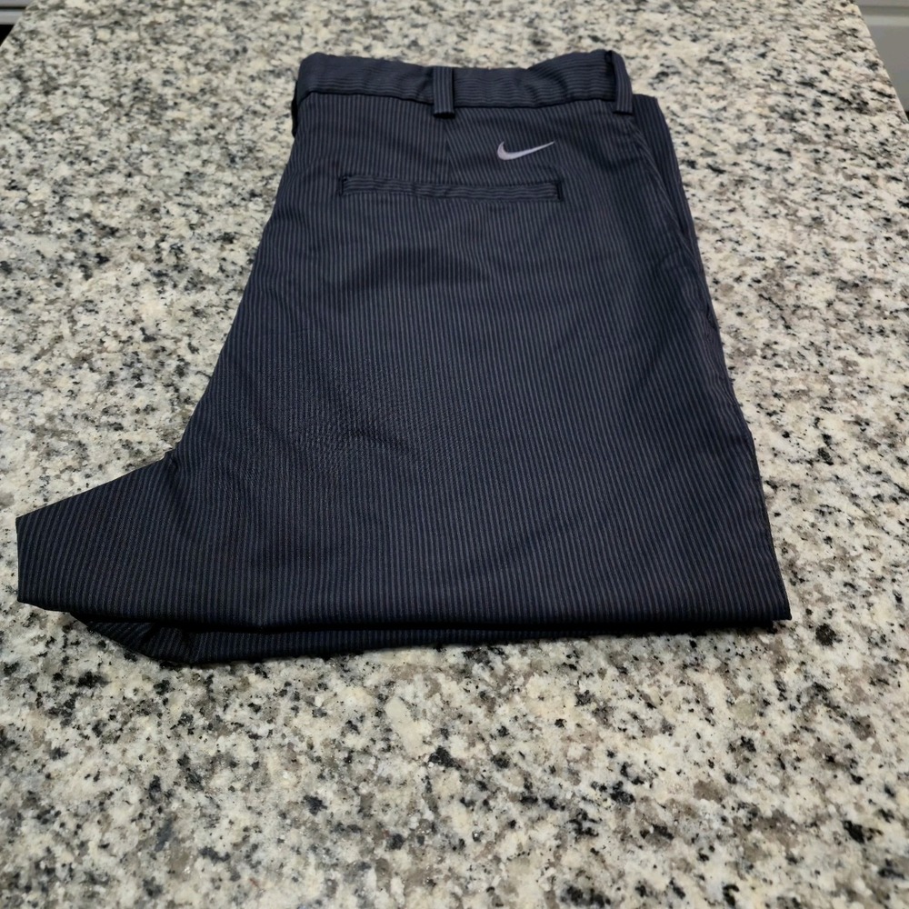 Mens Nike Golf Pants Black And Blue Striped 36x32